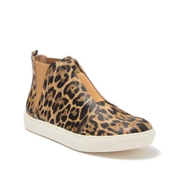 MATISSE Shoes Girls Size 5.5 Sneakers Love Worn Leopard Print Faux Leather - Picture 2 of 6